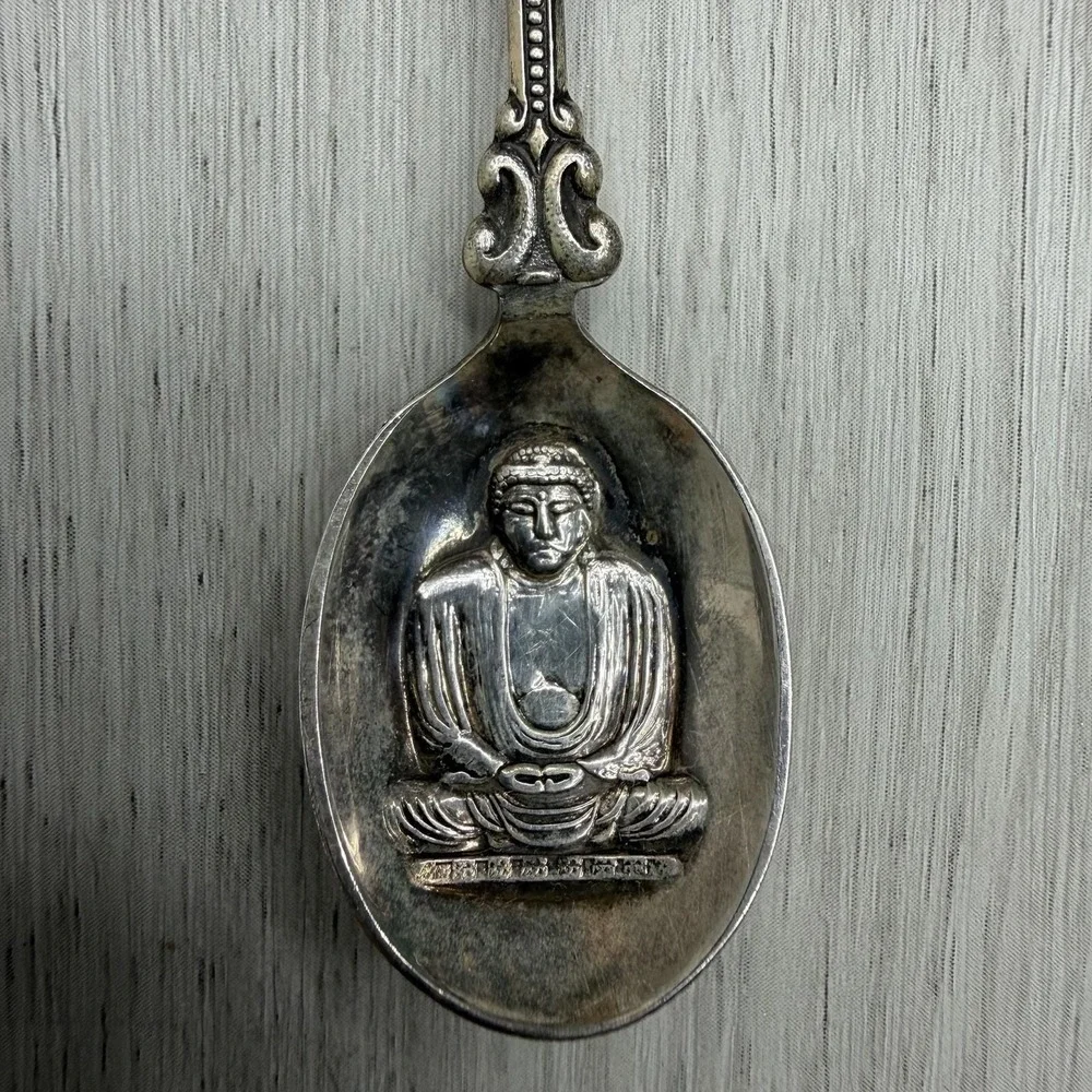 EPNS Japan Souvenir Spoon Torii Gate Finial Great Buddha Kamakura Bowl Vintage